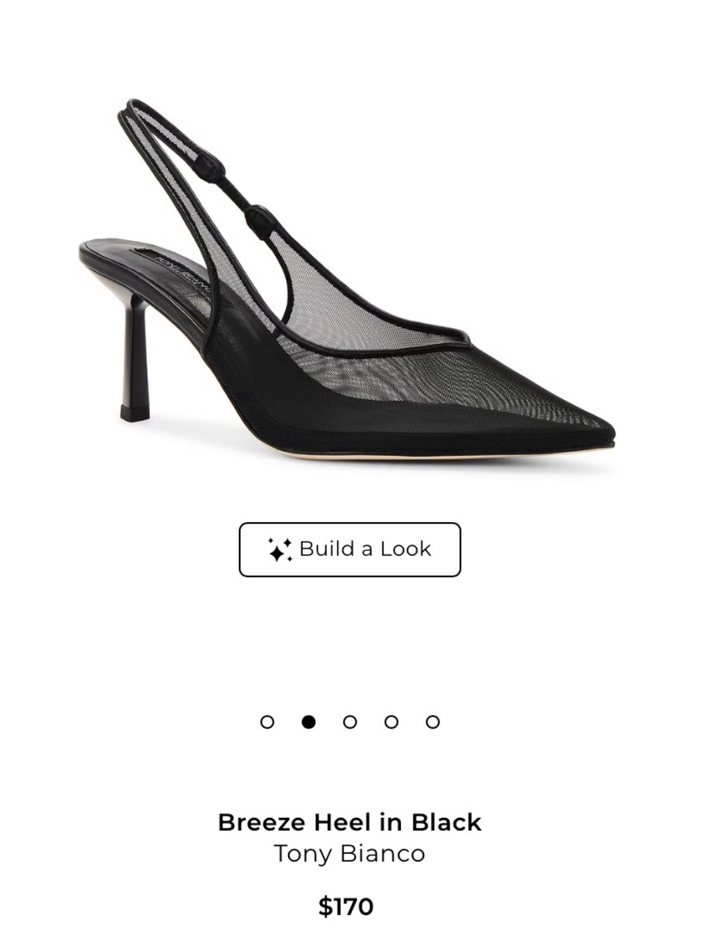 Tony Bianco Breeze Pointed Mesh Slingback Heel in Black